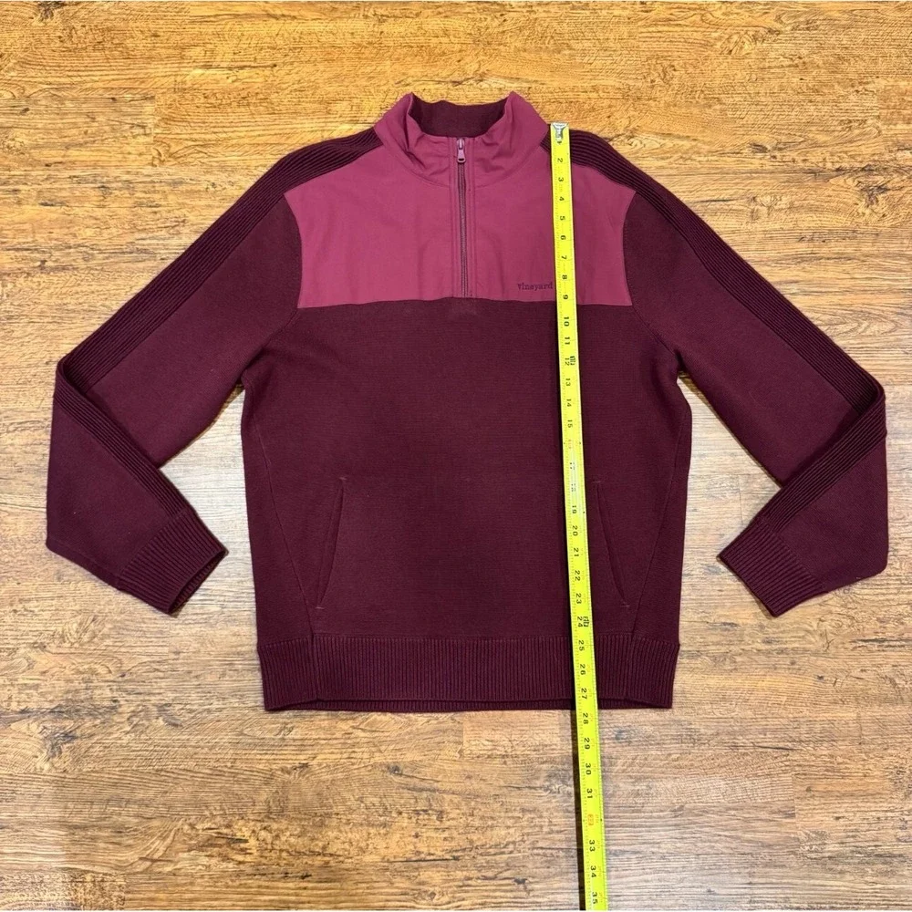 Vineyard Vines Burgundy‎ Red Wool 1/4 Zip Sample Golf Pullover Sweater Men's Med